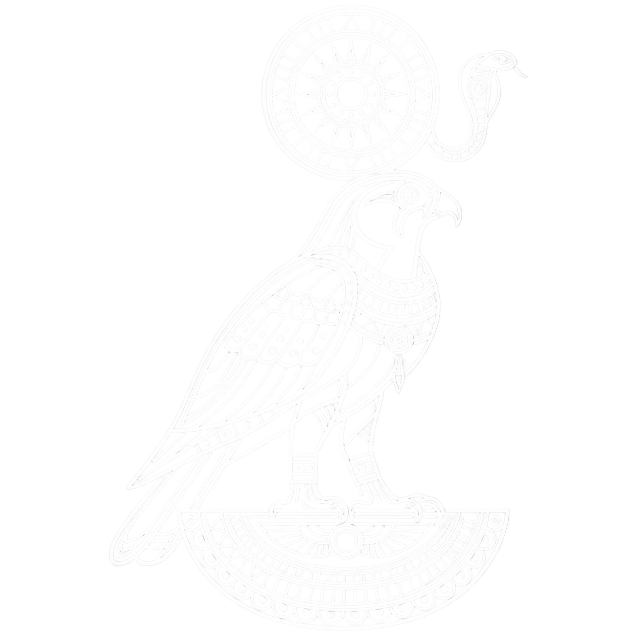 Illustratie van de Egyptische zonnegod Ra met zonneschijf